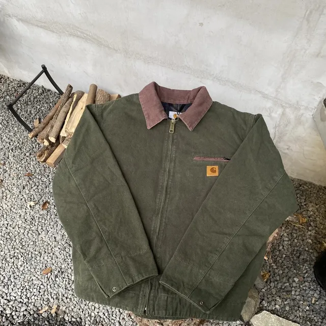 Carhartt Active Jacket Olive with Brown Corduroy Collar