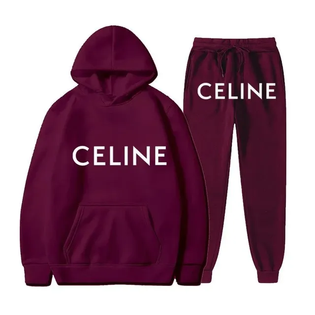 Celine Hoodie and Joggers Set Logo Print