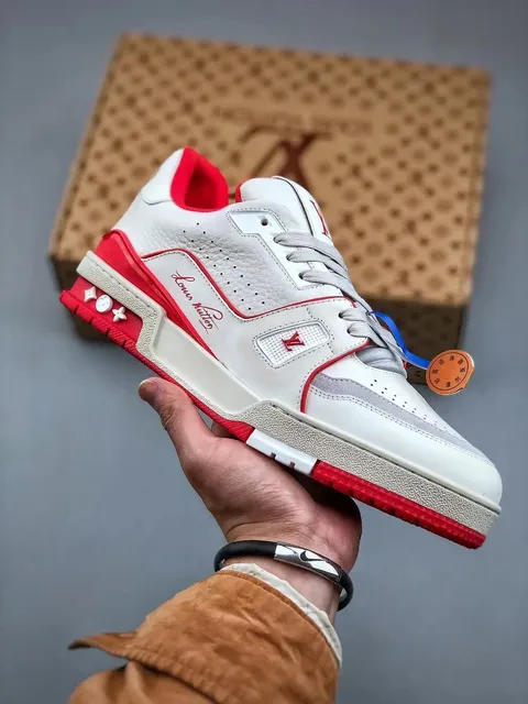 Louis Vuitton LV Trainer White Red