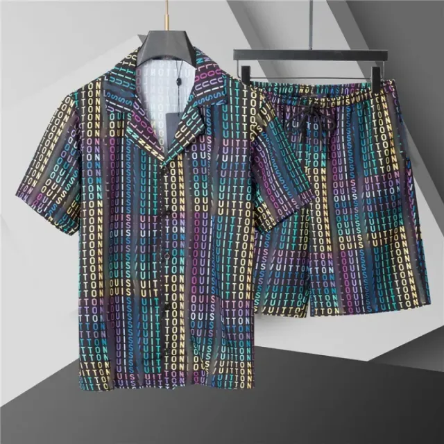 Louis Vuitton Printed Shirt and Shorts Set Monogram Rainbow