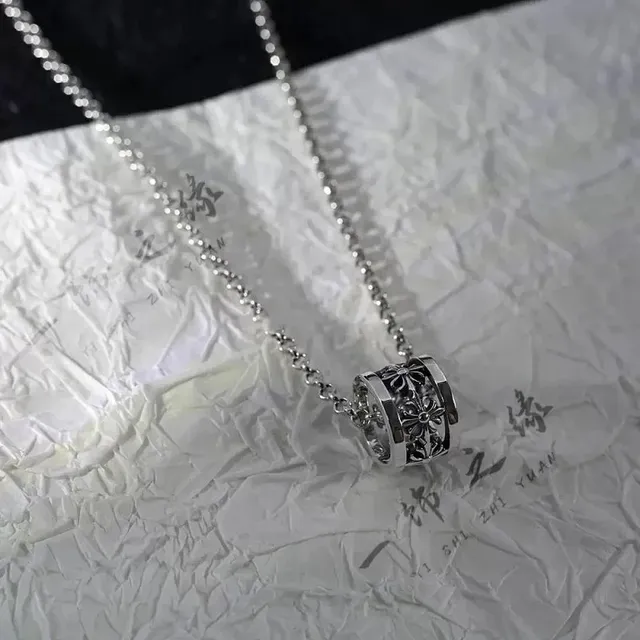 Chrome Hearts Cylinder Pendant Floral Engraved