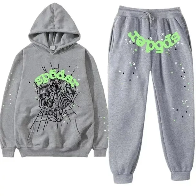 Sp5der Hoodie and Joggers Set Spider Web Print