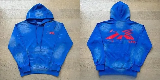 Off-White Hooded Sweatshirt Acid Wash with Red Logo