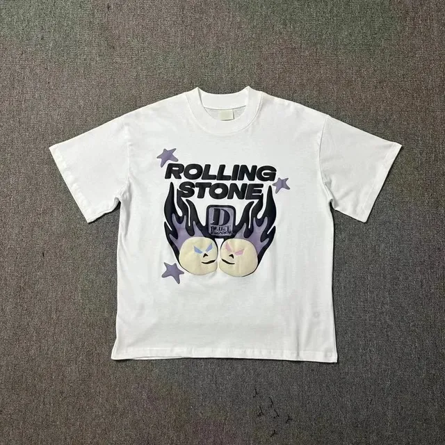 D-Block Europe Rolling Stone Tee Flame Skull Graphic