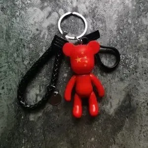 Bear Keychain Chinese Flag Print