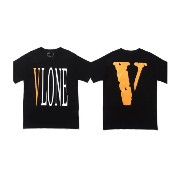 Off-White Logo T-Shirt Black with Orange and White VLONE Print