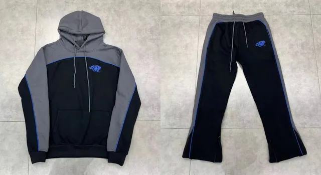 Corteiz Hoodie and Joggers Set Contrast Panel with Blue Trim