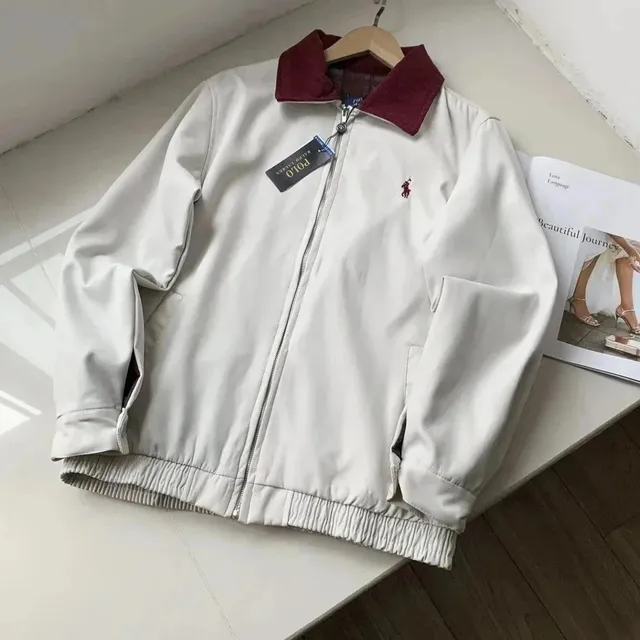 Polo Ralph Lauren Cotton Twill Jacket Burgundy Collar