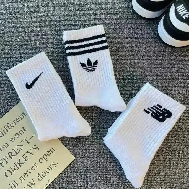 Adidas × Nike × New Balance Crew Socks Logo Stripe