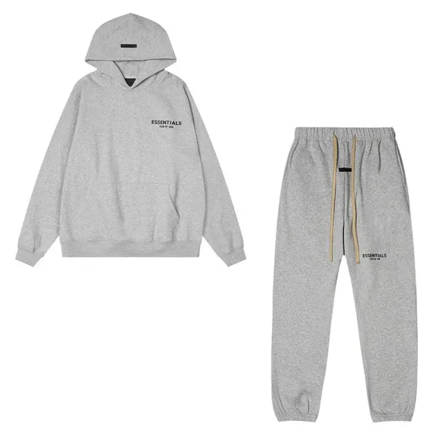 Fear of God Essentials Hoodie and Joggers Set Heather Grey