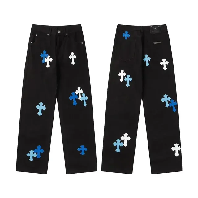 Chrome Hearts Cross Patch Jeans Multi-Color Cross Embroidery