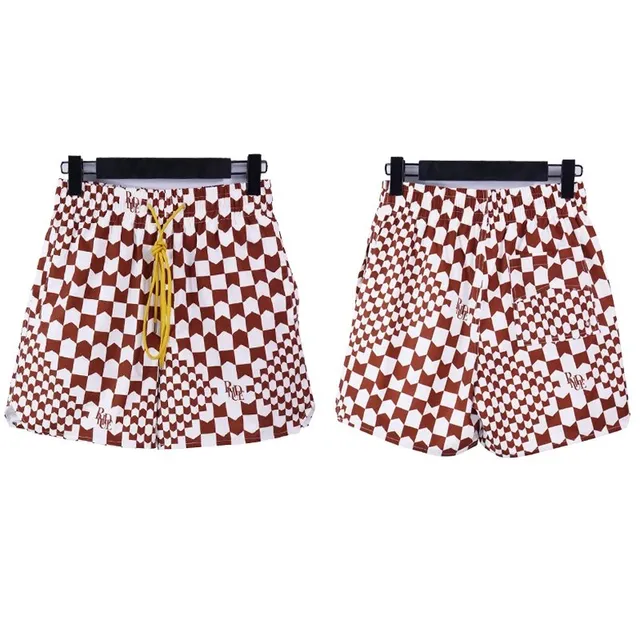 Rhude Checkered Shorts Brown and White Checkerboard