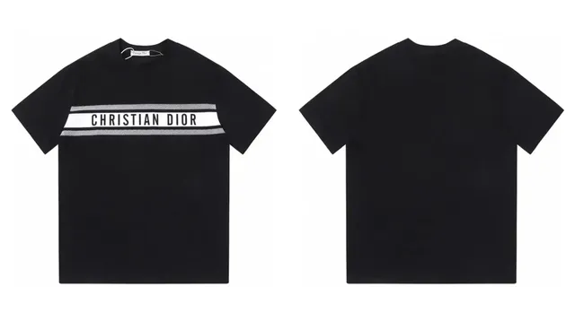 Dior Logo Stripe T-Shirt Black with White Logo Band
