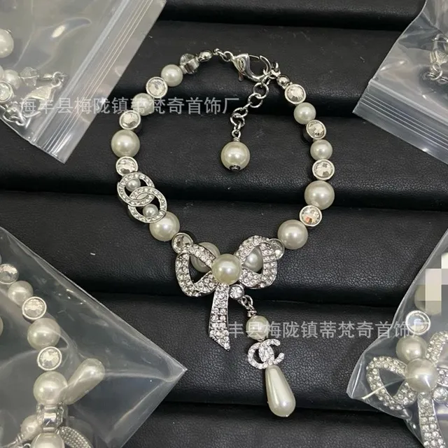 Chanel Pearl Bow Bracelet Crystal-Embellished