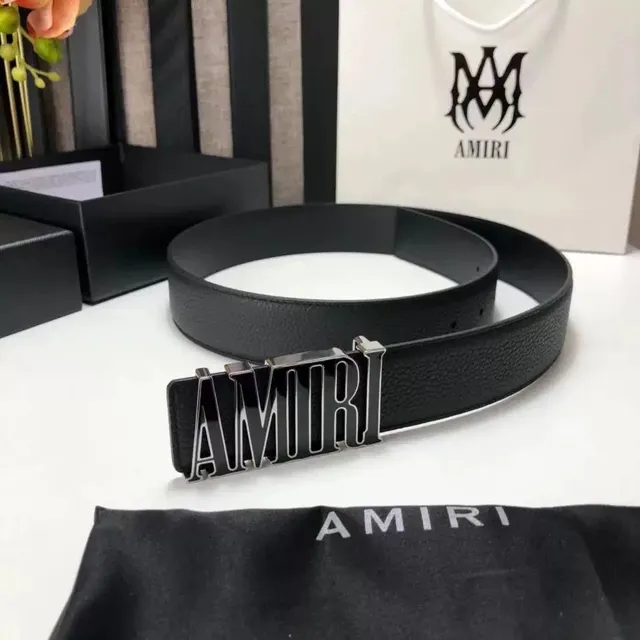 Amiri Logo Belt Black Leather