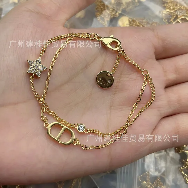 Dior Double Chain Bracelet Star and CD Charm