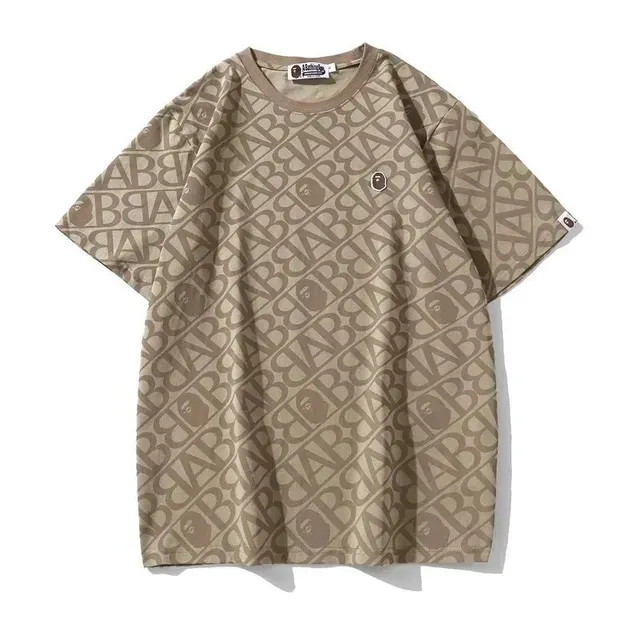 BAPE Logo Print T-Shirt All-Over Ape Head Pattern