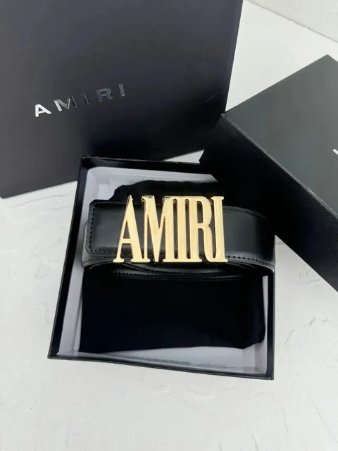 Amiri Logo Belt Gold Lettering