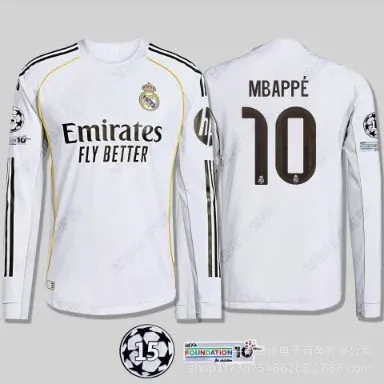 颜色-主场长袖-欧冠#10号MBAPPÉ;尺码-球员版/M