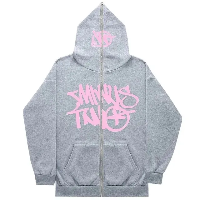 Minus Two Zip-Up Hoodie Pink Logo