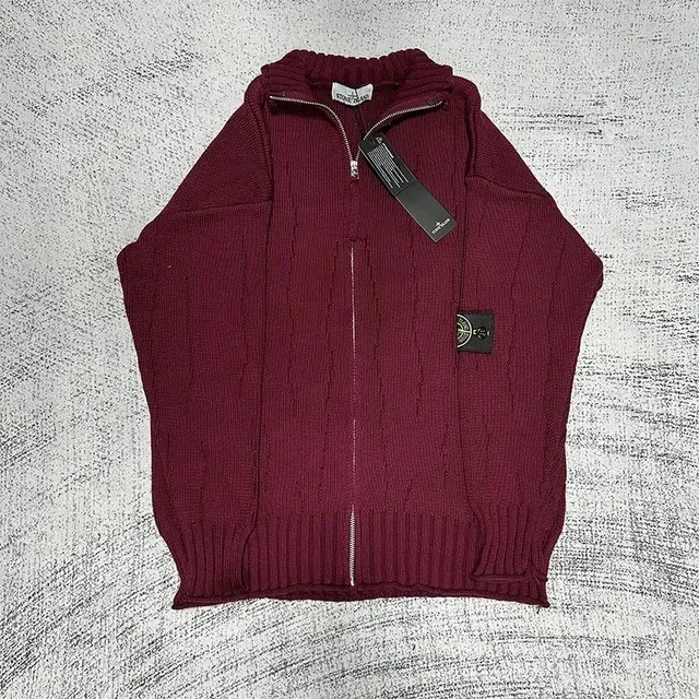 Stone Island Cable Knit Zip-Up Sweater Cable Knit