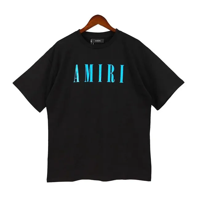 Amiri Logo Tee Cyan Logo