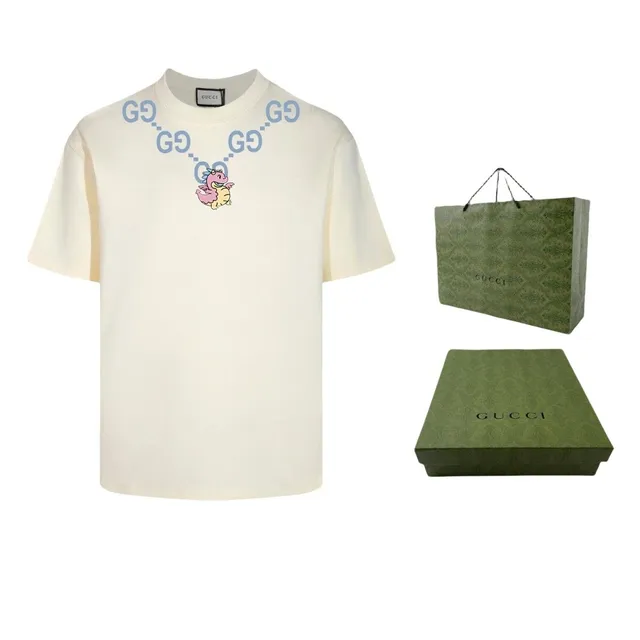 Gucci Graphic T-Shirt Dinosaur GG Chain Print