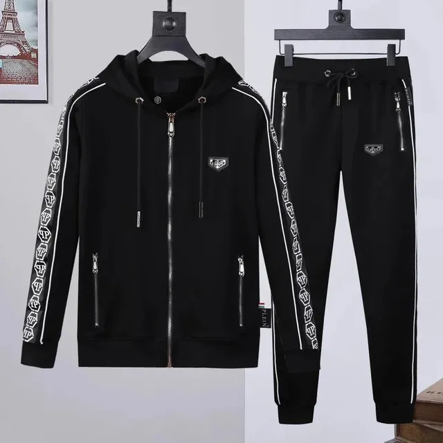 Philipp Plein Logo Track Suit White Logo Stripe