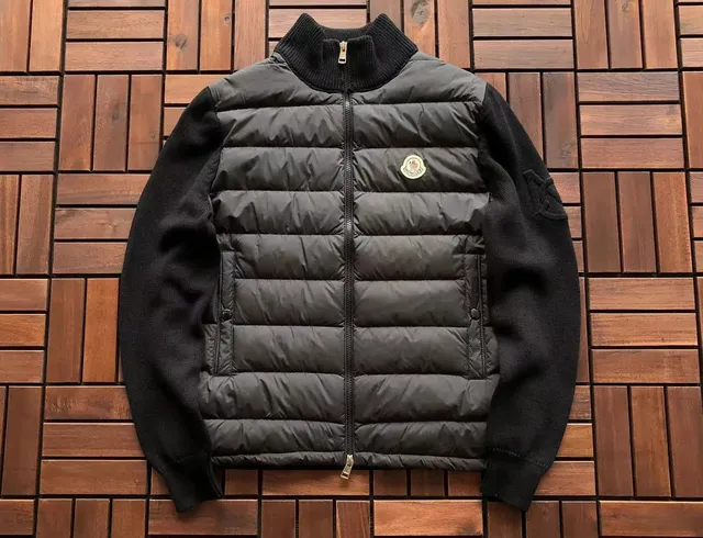 Moncler Knit-Sleeve Puffer Jacket Black