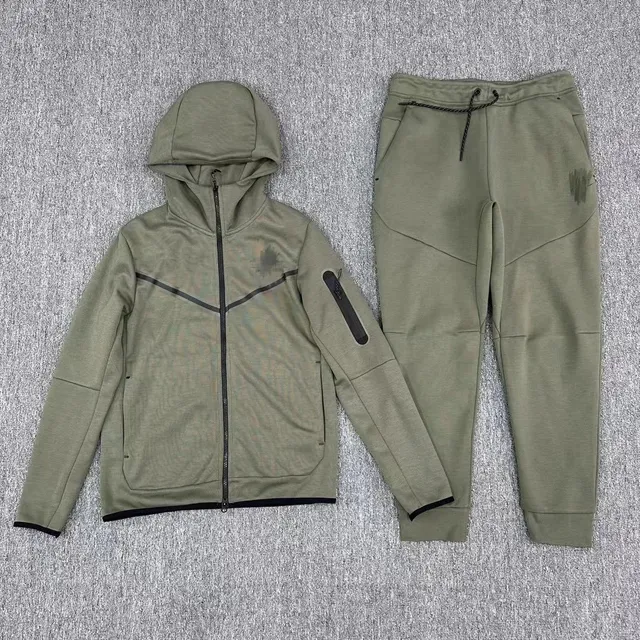 Nike Tech Fleece Hoodie and Joggers Olive Green