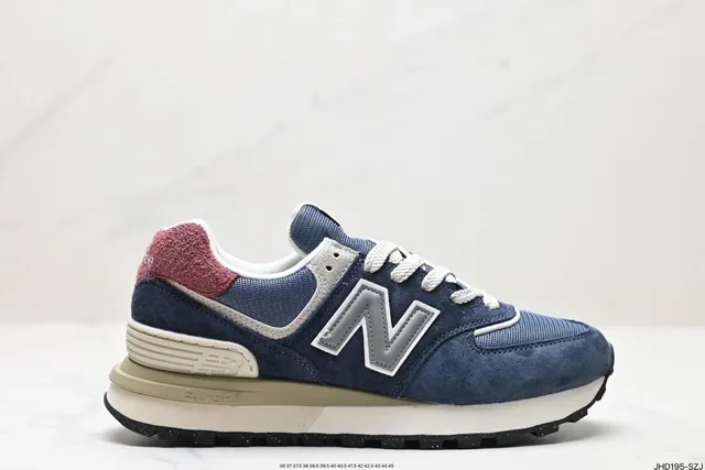 New Balance 574 Navy Red Suede