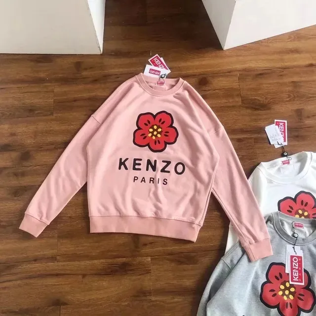 Kenzo Flower Logo Sweatshirt Pink with Red Flower Print