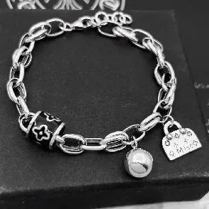 Chrome Hearts Chain Bracelet with Bell and Padlock Charms