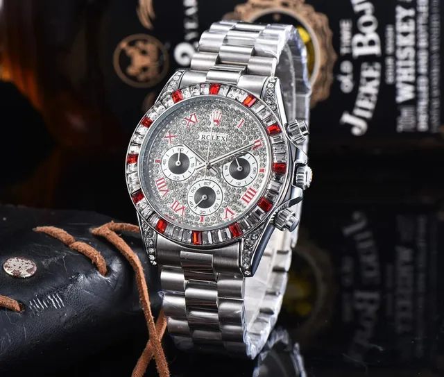 Rolex Daytona Chronograph Pave Diamond Dial with Red Baguette Accents