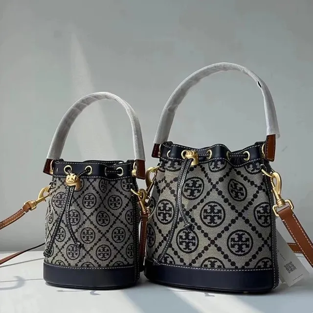 Tory Burch Mini and Small Bucket Bag T Monogram Print