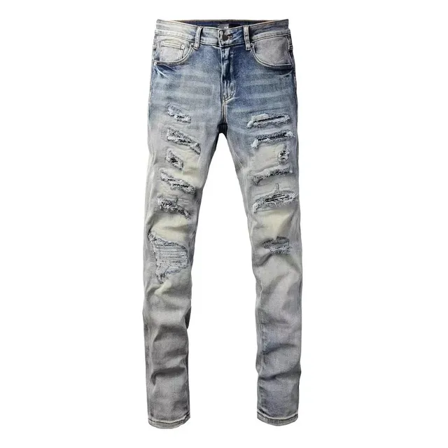 Amiri Distressed Slim Fit Jeans Light Wash Ripped