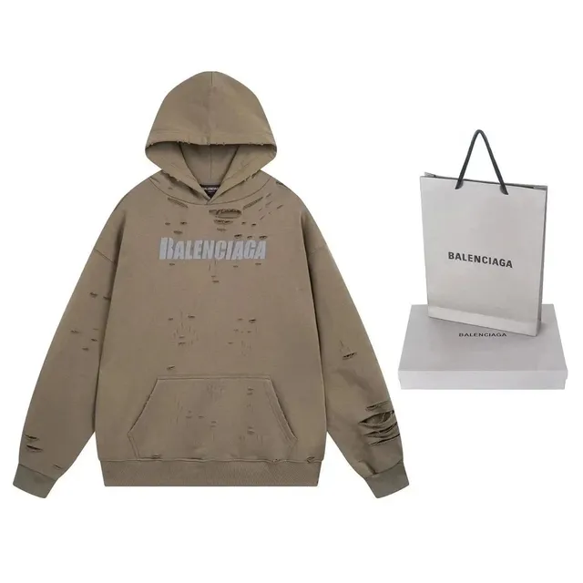 Balenciaga Distressed Hoodie Logo Print