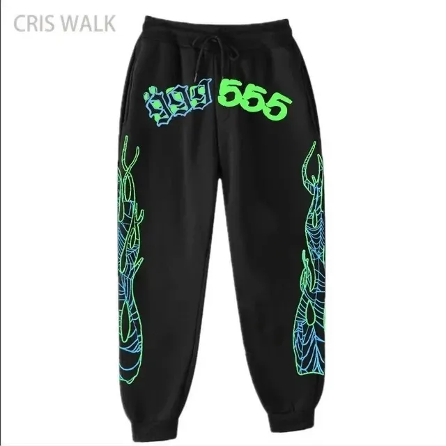 Graphic Joggers Neon Flame Print