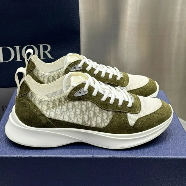 Dior B22 Sneaker Olive Green and White