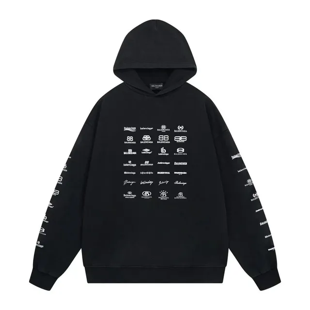 Balenciaga Logo Print Hoodie Multi-Logo