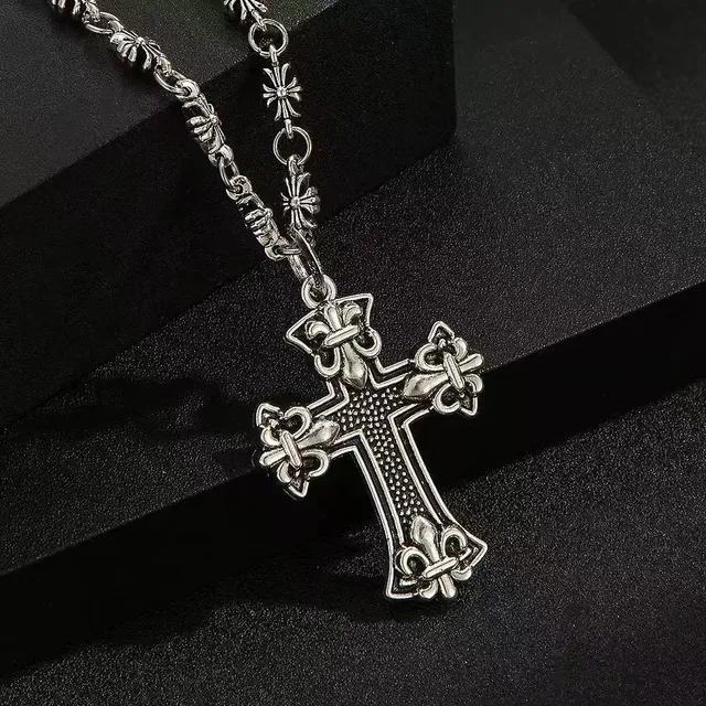 Chrome Hearts Cross Pendant Necklace Fleur-de-Lis Detail