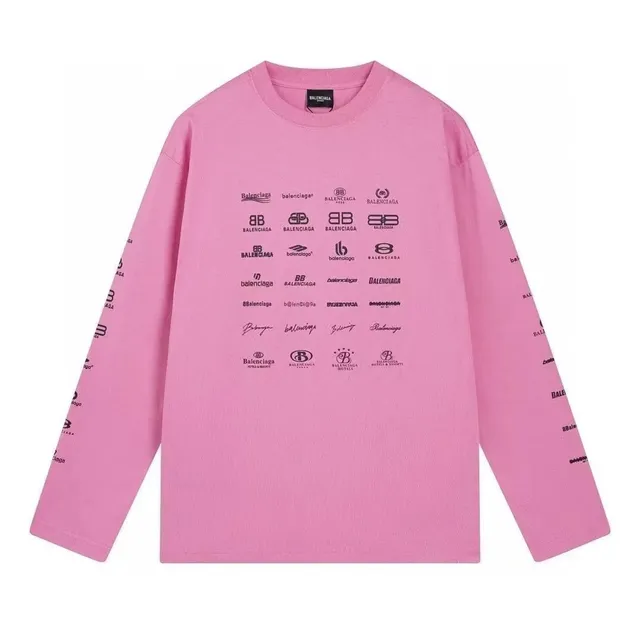 Balenciaga Logo Print Long-Sleeve Tee Multi-Logo