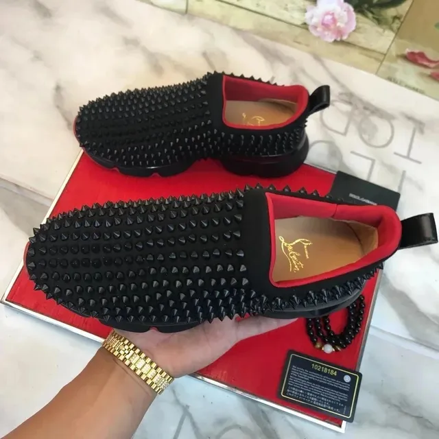 Christian Louboutin Louis Junior Spikes Spiked Slip-On