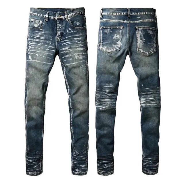 Distressed Slim Fit Jeans Bleached Wash