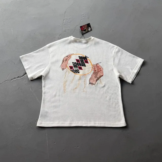 Off-White Embroidered Tee Cross-Stitch Hands