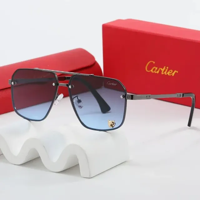 Cartier Aviator Sunglasses Gradient Blue Lens with Panther Detail