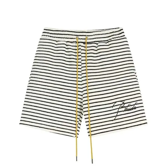 Rhude Striped Terry Shorts Black and White Stripe
