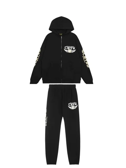 Corteiz Zip-Up Hoodie and Joggers Set CRTZ Wings Logo