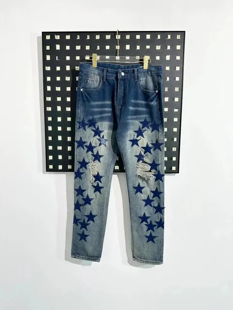 Jordan Star-Print Jeans Distressed Star Pattern
