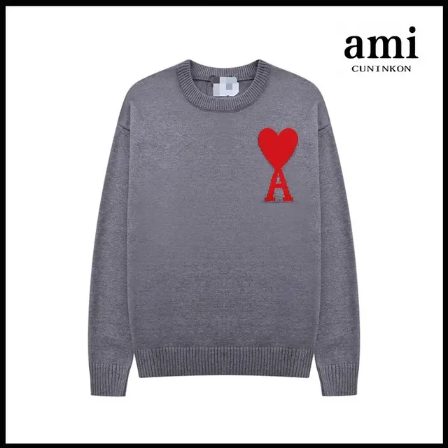 AMI Paris Heart Logo Sweater Red Heart A